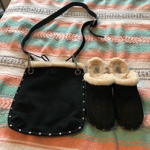 UGG, clogs and purse.